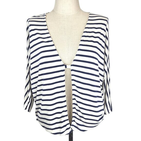 Rachel Pally Striped Overshirt Top Womens XS White Blue Dolman Sleeve USA Made - Picture 1 of 11